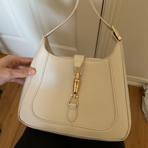 CREME LEATHER PU SHOULDER BAG
